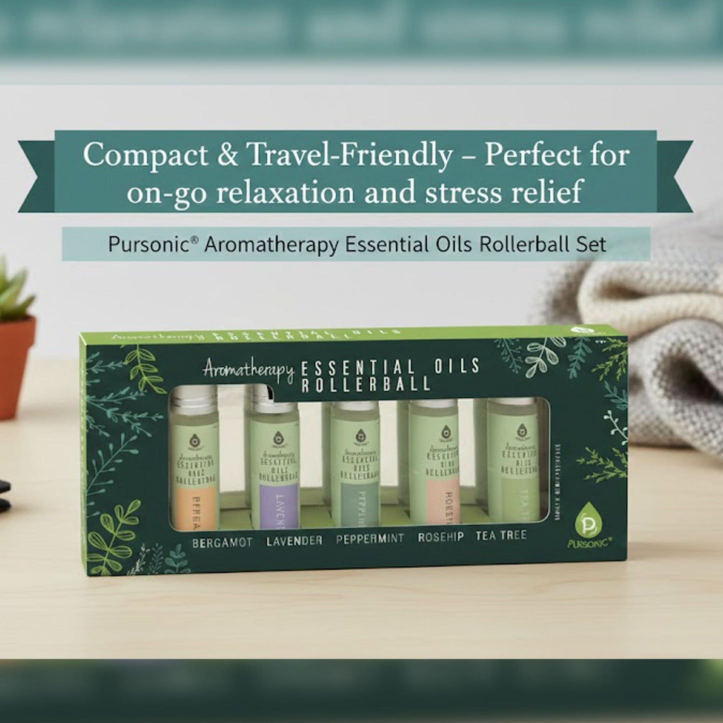 Aromatherapy Essential Oils Rollerballs (Bergamot, Lavender, Peppermint, Rosehip, Tea Tree) - TrendDora