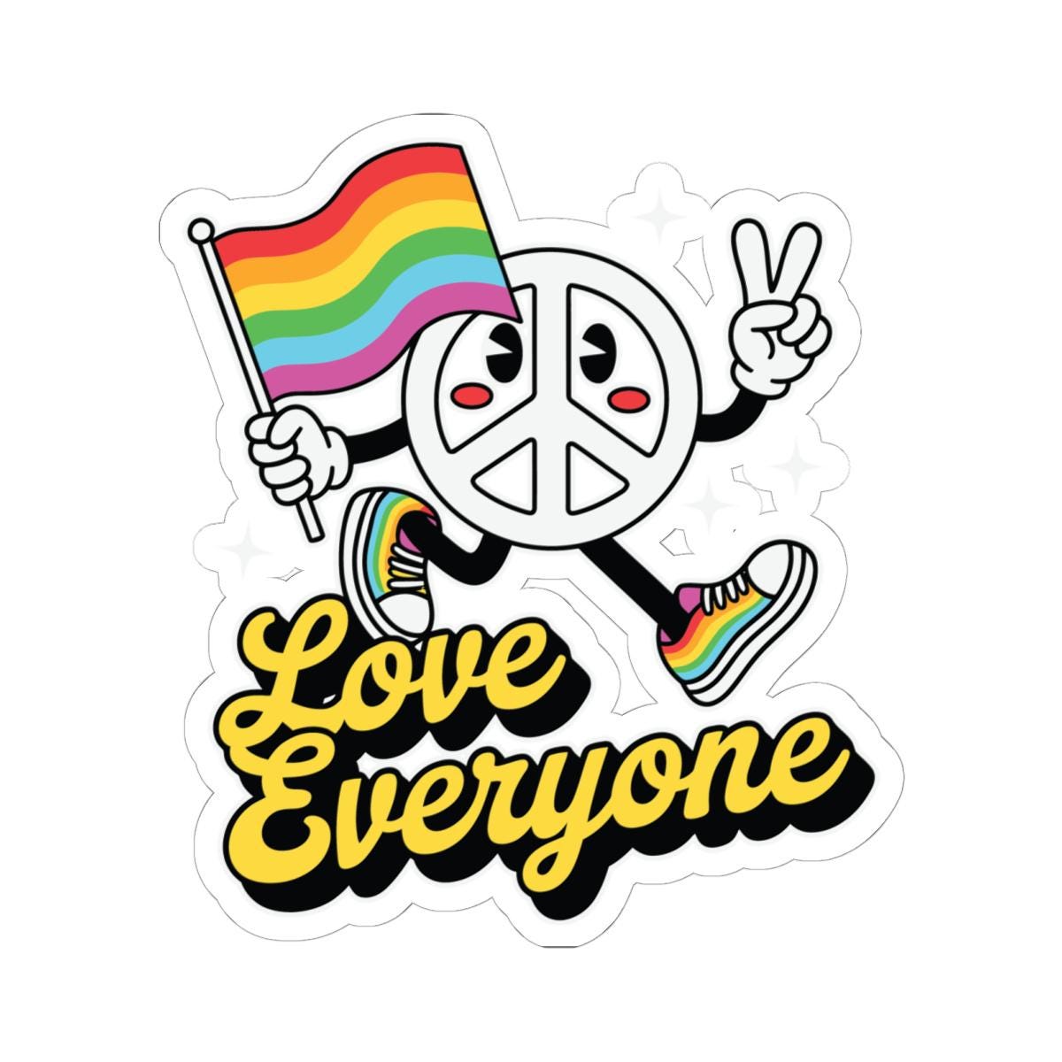 Love Everyone Pride Sticker: Rainbow Peace Sign Vinyl Decal