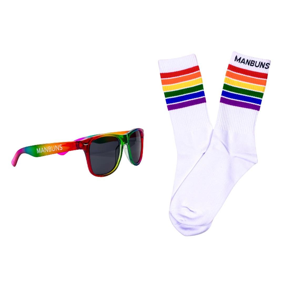 Unisex Pride 2024 Pack | Unisex LGBTQ+ Pride Festival Crew Socks and Pride Festival Sunglasses