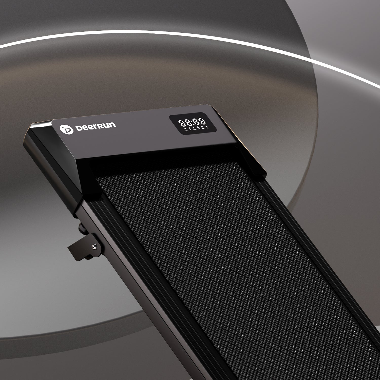DeerRun Q2 Urban Smart Walking Pad treadmill with incline, remote control, rose gold finish, compact design for home use.