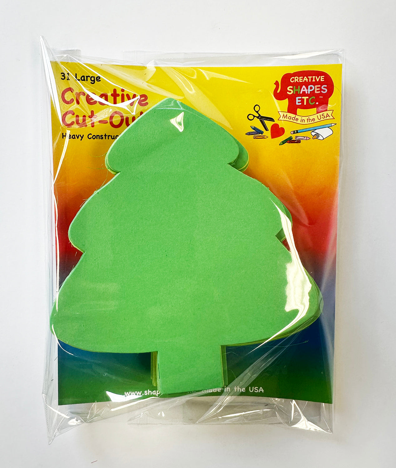 SHAPES ETC.  124 Pcs Christmas Evergreen Tree Large Assorted Green Cut-Outs - 5.5in