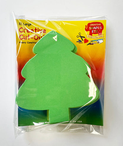 SHAPES ETC.  124 Pcs Christmas Evergreen Tree Large Assorted Green Cut-Outs - 5.5in