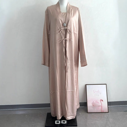 2-Piece Satin Open Abaya Set(MOA317)