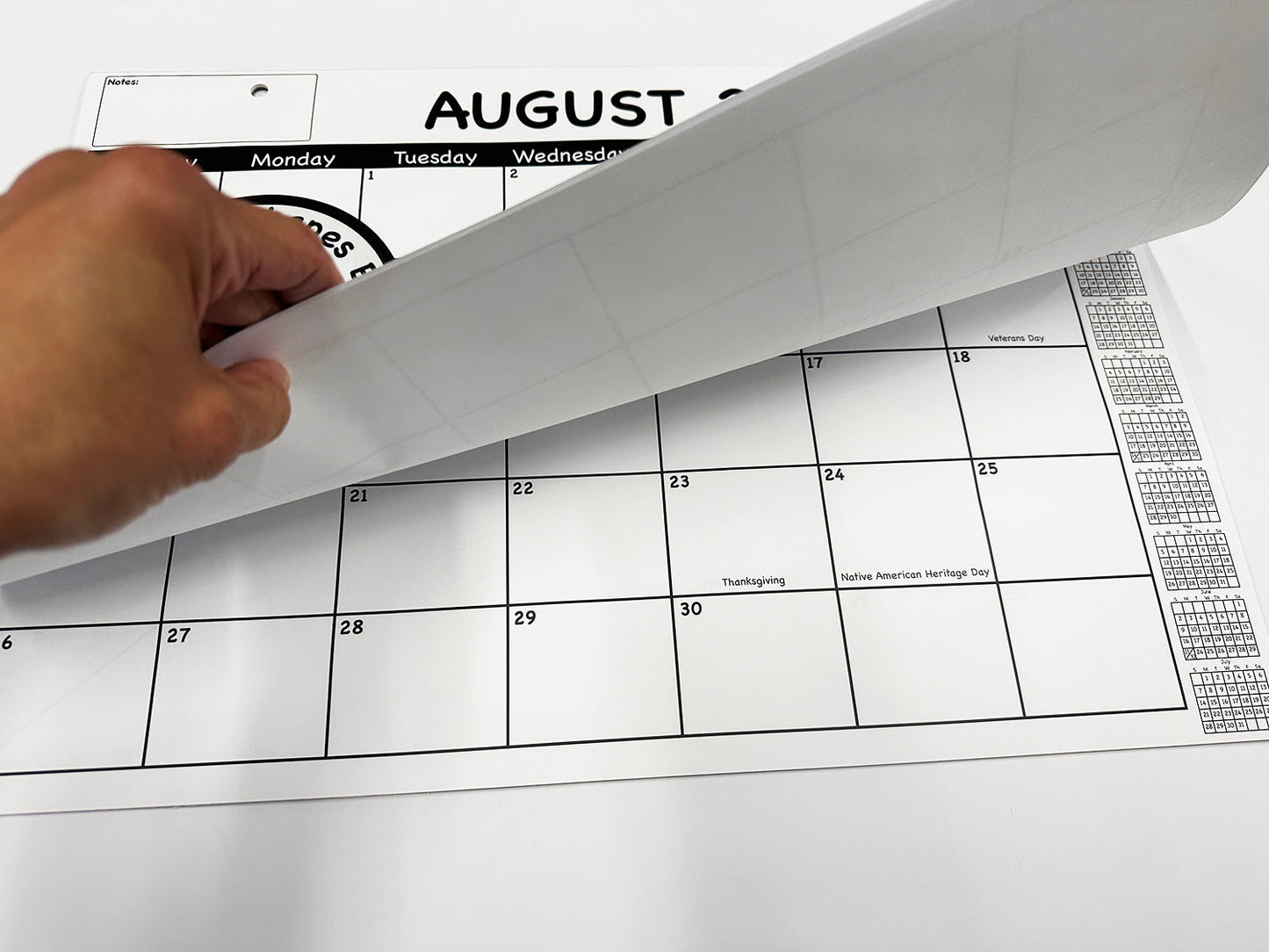 SHAPES ETC. Academic Year Desk Calendar- Black & White with Previews Desk Calendar