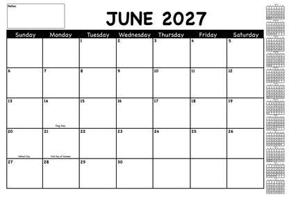 SHAPES ETC. Academic Year Desk Calendar- Black & White with Previews Desk Calendar