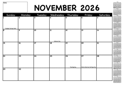 SHAPES ETC. Academic Year Desk Calendar- Black & White with Previews Desk Calendar