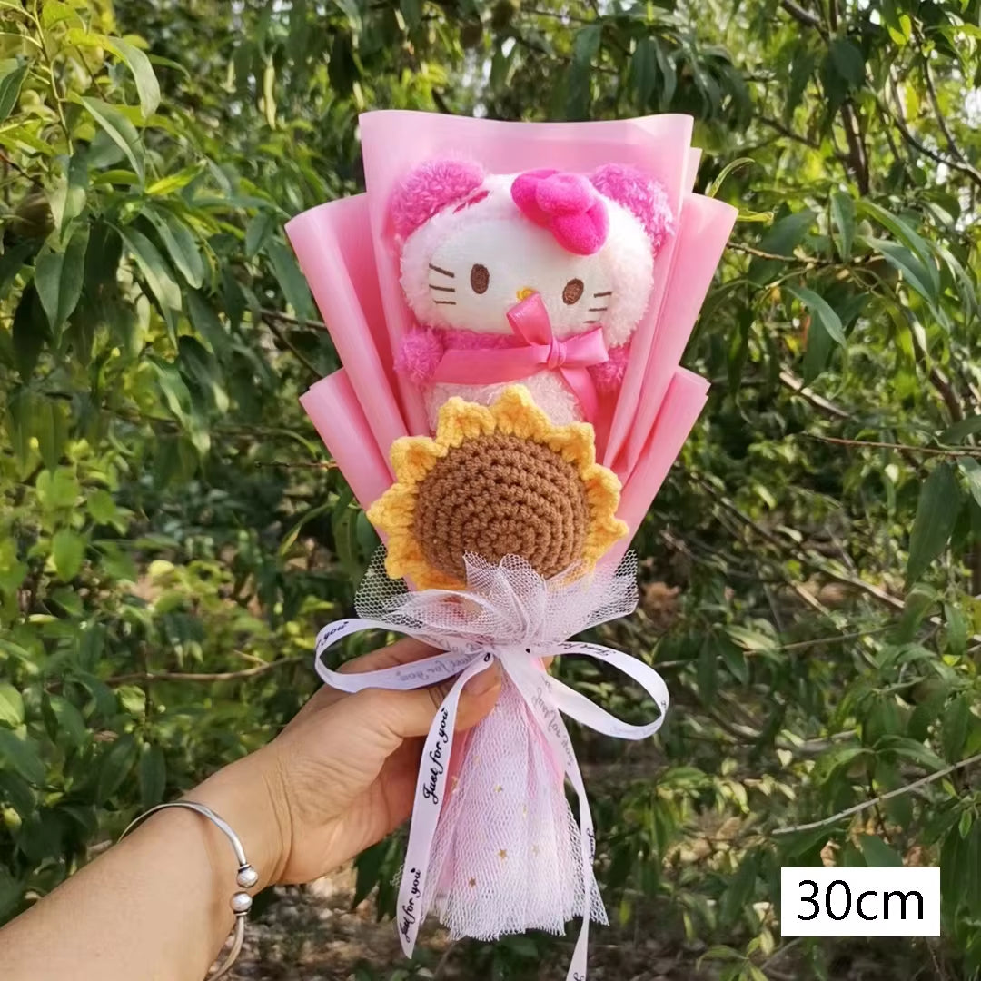 Hello Kitty Cartoon Plush Bouquet Anime Rose Flowers Doll Home Wedding Decoration Christmas Valentine'S Day Gift