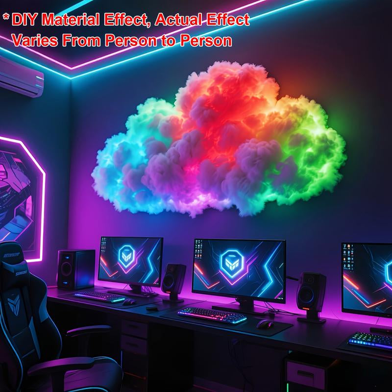 157.48Inled Cloud Light with Music Rhythm, DIY Thundercloud Night Light for Bedroom & Gaming Room - USB Powered, Vibrant Glow, Perfect for Christmas Gifts, Holiday Office, Hotel, Party, Cafe, Bedroom Ambiance | Dynamic Visual Effect | Decorative Lighting