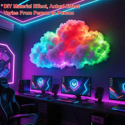 157.48Inled Cloud Light with Music Rhythm, DIY Thundercloud Night Light for Bedroom & Gaming Room - USB Powered, Vibrant Glow, Perfect for Christmas Gifts, Holiday Office, Hotel, Party, Cafe, Bedroom Ambiance | Dynamic Visual Effect | Decorative Lighting