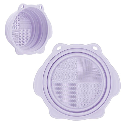 Foldable Silicone Makeup Brush Cleaner Bowl -  Portable Cleaning Tool for Brushes, Powder Puffs, and Sponges (Pink)