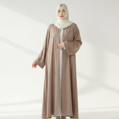 3D Embroidery Abaya With Geometric Beads. 3D Embroidered Open Abaya (MOA085)