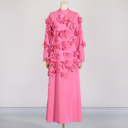 3D Floral Appliqué Maxi Dress(MS356)