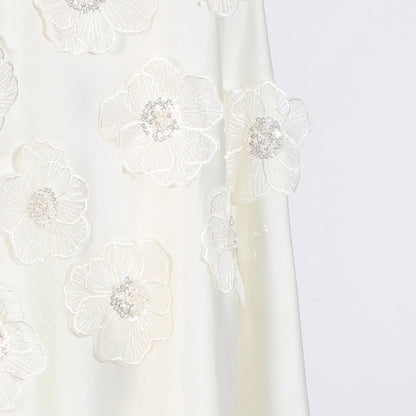 3D Floral Appliqué Sleeveless Maxi Dress(MS358)