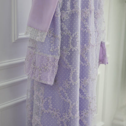 3D Floral Mesh Open Abaya (MOA288)