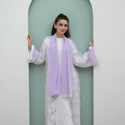 3D Floral Mesh Open Abaya (MOA288)