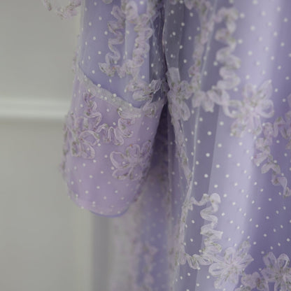 3D Floral Mesh Open Abaya (MOA288)