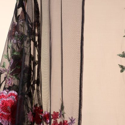 3D-Style Rose Garden Embroidered Open Abaya (MOA275)