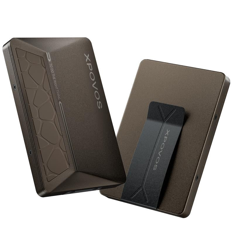 XPOVOS Metal Wallet for Men - Slim Mens Wallet with Money Clip Slide to Pop-Up Minimalistic RFID Wallet Credit Card Holder for Men with Gift Box