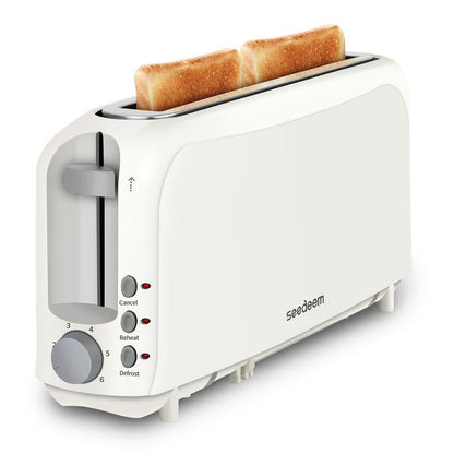 Fits-Anywhere 750W Slim Toaster with 6 Shade Settings, Cancel, Reheat & Defrost, Removable Crumb Tray - Perfect Toast Every Time!