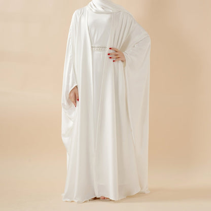 5-Piece Set Butterfly Abaya With Niqab, Loose Full Cover Satin Abaya (MOA019)