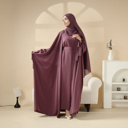 5-Piece Set Farasha Abaya, Premium Farasha Textured Open Abaya (MOA095)