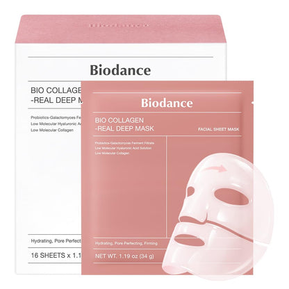 BIODANCE Bio-Collagen Real Deep Mask, Hydrating Overnight Hydrogel Face Mask, Pore Minimizing, Elasticity, Plumping, Travel Essentials & Self Care Gifts for Women, Korean Skin Care | 1.19oz(34g) x 4ea
