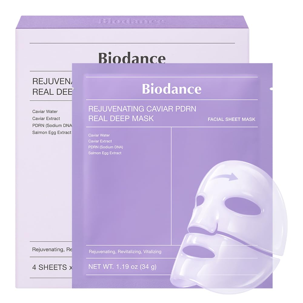 BIODANCE Bio-Collagen Real Deep Mask, Hydrating Overnight Hydrogel Face Mask, Pore Minimizing, Elasticity, Plumping, Travel Essentials & Self Care Gifts for Women, Korean Skin Care | 1.19oz(34g) x 4ea