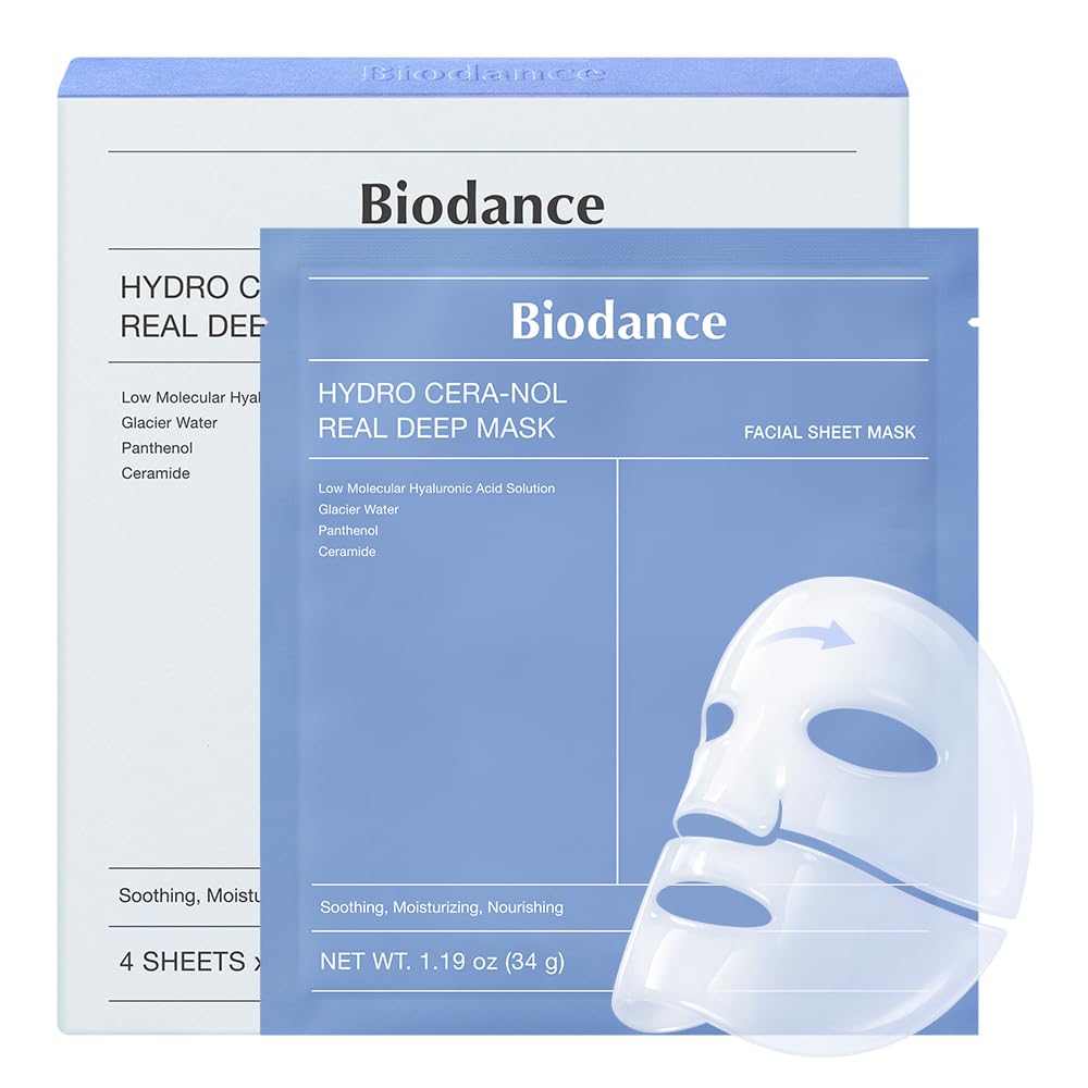 BIODANCE Bio-Collagen Real Deep Mask, Hydrating Overnight Hydrogel Face Mask, Pore Minimizing, Elasticity, Plumping, Travel Essentials & Self Care Gifts for Women, Korean Skin Care | 1.19oz(34g) x 4ea