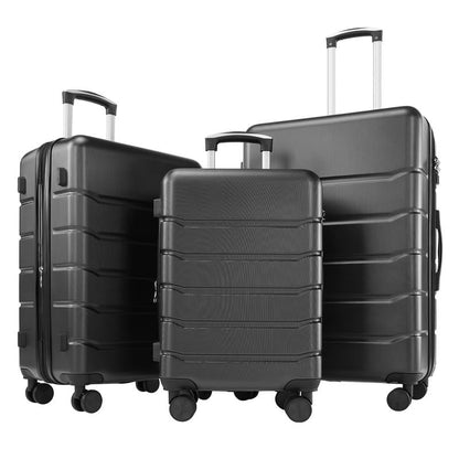 Luggage Spinner Wheels Lightweight Expandable Travel Hard Shell Suitcases with TSA Lock, Bronze Black, 3-PCS Set (20/24/28 Inch)