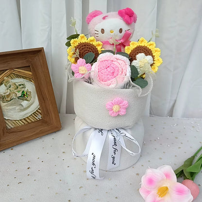 Hello Kitty Cartoon Plush Bouquet Anime Rose Flowers Doll Home Wedding Decoration Christmas Valentine'S Day Gift