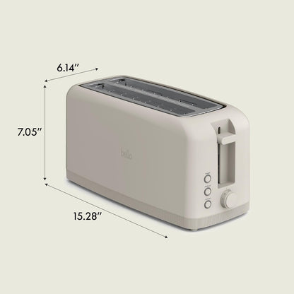 bella 2 Slice Slim Toaster, Fits-anywhere™ Kitchenware, 6 Setting Shade Control with Reheat & Cancel Buttons, Fits sourdough, 10” Long Slot, Anti Jam & Auto Shutoff, 900 Watt, Oatmilk