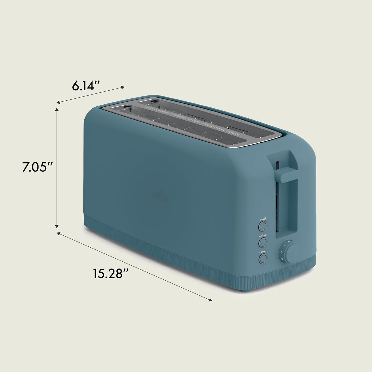 bella 2 Slice Slim Toaster, Fits-anywhere™ Kitchenware, 6 Setting Shade Control with Reheat & Cancel Buttons, Fits sourdough, 10” Long Slot, Anti Jam & Auto Shutoff, 900 Watt, Oatmilk