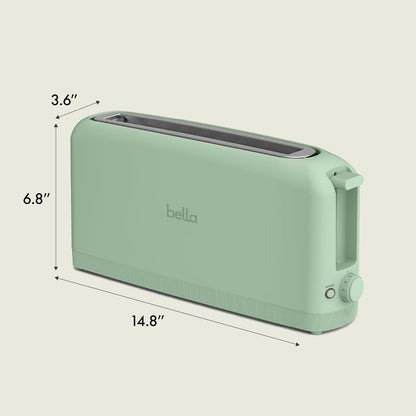 bella 2 Slice Slim Toaster, Fits-anywhere™ Kitchenware, 6 Setting Shade Control with Reheat & Cancel Buttons, Fits sourdough, 10” Long Slot, Anti Jam & Auto Shutoff, 900 Watt, Oatmilk