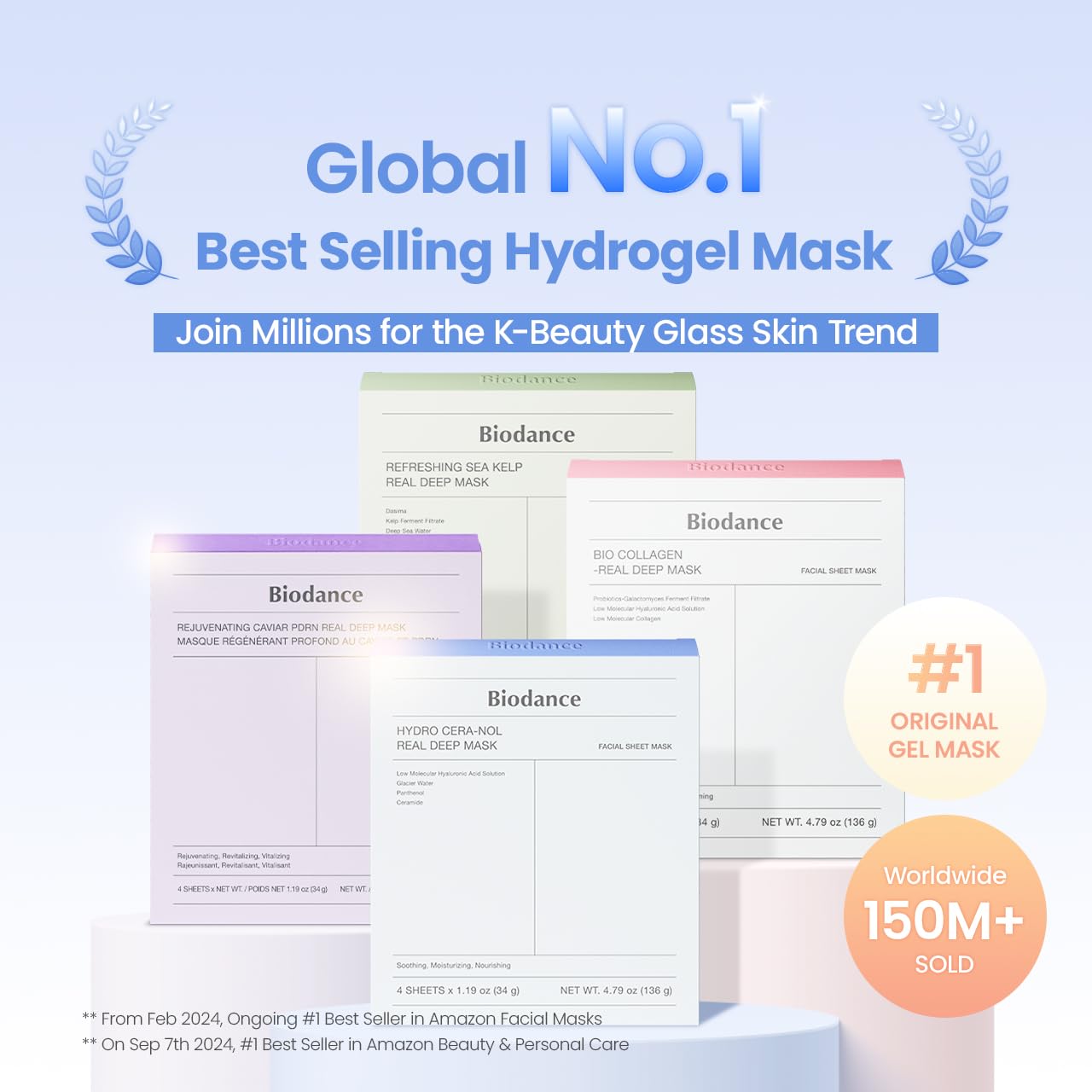 BIODANCE Bio-Collagen Real Deep Mask, Hydrating Overnight Hydrogel Face Mask, Pore Minimizing, Elasticity, Plumping, Travel Essentials & Self Care Gifts for Women, Korean Skin Care | 1.19oz(34g) x 4ea