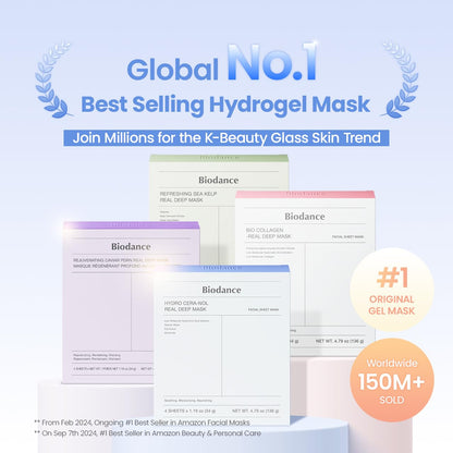 BIODANCE Bio-Collagen Real Deep Mask, Hydrating Overnight Hydrogel Face Mask, Pore Minimizing, Elasticity, Plumping, Travel Essentials & Self Care Gifts for Women, Korean Skin Care | 1.19oz(34g) x 4ea