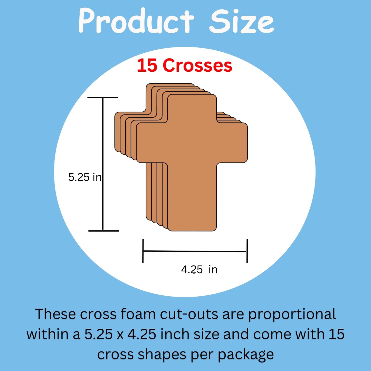 SHAPES ETC. Brown Cross Foam Single Color Creative Cut-Outs- 5.5"