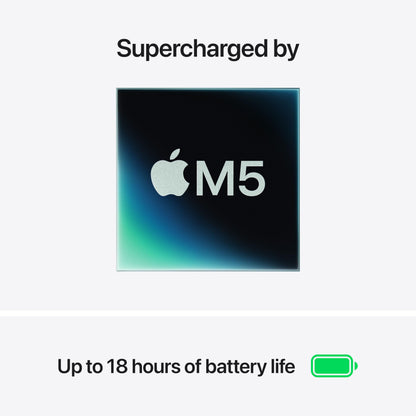 Apple 2026 MacBook Air 13-inch Laptop with M5 chip: Built for AI, 13.6-inch Liquid Retina Display, 16GB Unified Memory, 512GB SSD, 12MP Center Stage Camera, Touch ID, Wi-Fi 7; Midnight