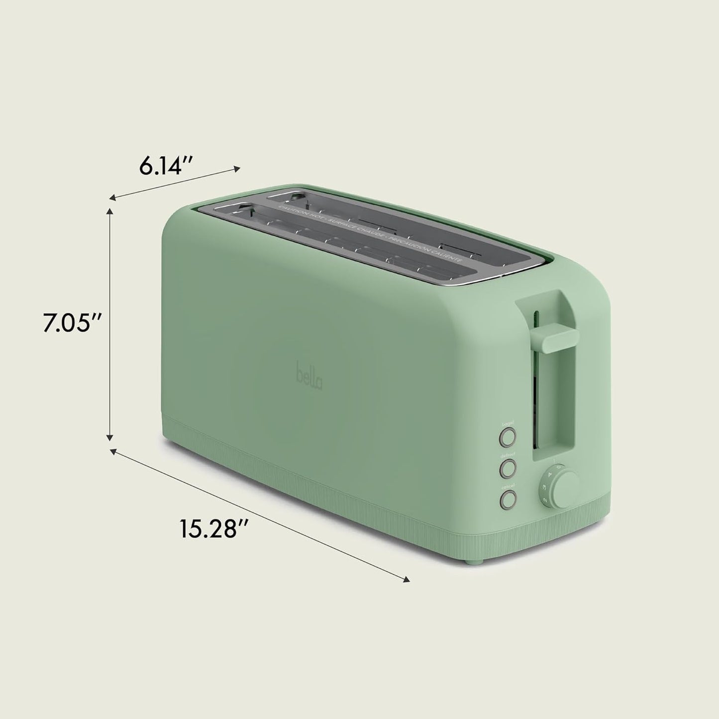bella 2 Slice Slim Toaster, Fits-anywhere™ Kitchenware, 6 Setting Shade Control with Reheat & Cancel Buttons, Fits sourdough, 10” Long Slot, Anti Jam & Auto Shutoff, 900 Watt, Oatmilk
