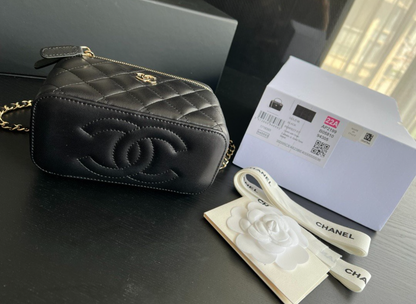 Iconic & Irresistible — Chanel Black Quilted Vanity Mini Crossbody with Gold Hardware