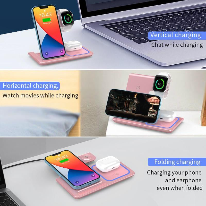VEEROON 3 in 1 Wireless Charging Station, Multifunctional Wireless Charger Stand, Fast Charging Station for Iphone Iwatch Airpods, Electronic, Smart Charging Dock