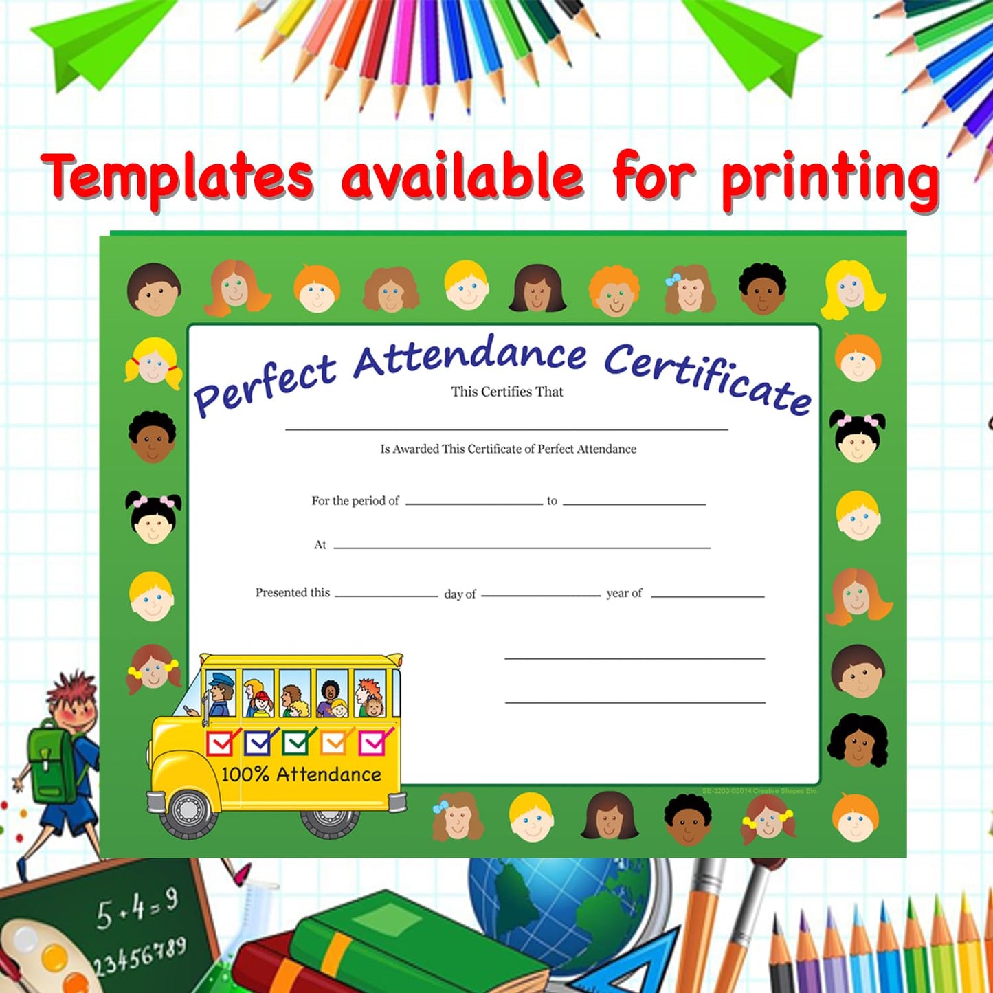 SHAPES ETC. Recognition Certificate - Perfect Attendance