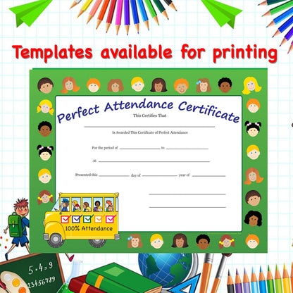SHAPES ETC. Recognition Certificate - Perfect Attendance