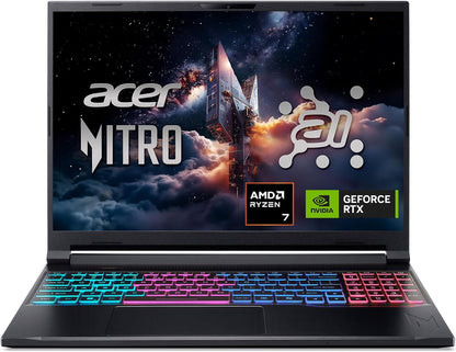 acer Nitro V 16S AI Gaming Laptop | AMD Ryzen 7 260 Processor | NVIDIA GeForce RTX 5060 Laptop GPU (572 AI Tops) | 16" WUXGA IPS 180Hz Display | 32GB DDR5 | 1TB Gen 4 SSD | Wi-Fi 6 | ANV16S-41-R2AJ
