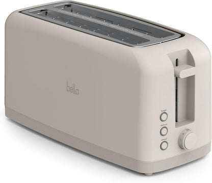 bella 2 Slice Slim Toaster, Fits-anywhere™ Kitchenware, 6 Setting Shade Control with Reheat & Cancel Buttons, Fits sourdough, 10” Long Slot, Anti Jam & Auto Shutoff, 900 Watt, Oatmilk