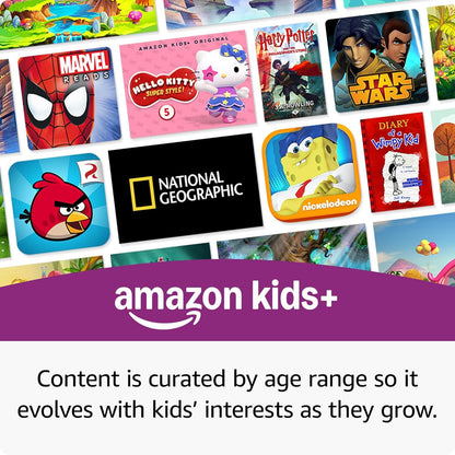 Amazon Fire HD 10 Kids Pro tablet, ages 6-12. Bright 10.1" HD screen, includes ad-free content, robust parental controls, 13-hr battery and slim case for older kids, 32 GB, Happy Day