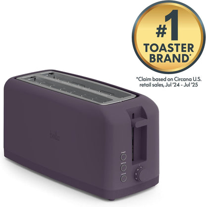 bella 2 Slice Slim Toaster, Fits-anywhere™ Kitchenware, 6 Setting Shade Control with Reheat & Cancel Buttons, Fits sourdough, 10” Long Slot, Anti Jam & Auto Shutoff, 900 Watt, Oatmilk