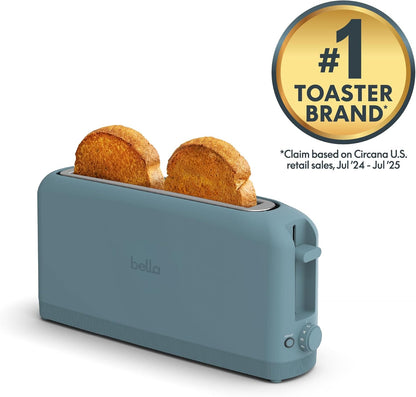 bella 2 Slice Slim Toaster, Fits-anywhere™ Kitchenware, 6 Setting Shade Control with Reheat & Cancel Buttons, Fits sourdough, 10” Long Slot, Anti Jam & Auto Shutoff, 900 Watt, Oatmilk