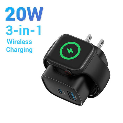 TOPADRE Apple Watch Charger with 20W Fast Charging Block Type-C, 3 in 1 PD USB C Wall Charger Block for Iwatch Series Ultra/9/8/7/6, Compatible with Iphone 16/16 Pro/16 Pro Max/Iphone 15 Series