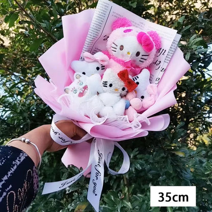 Hello Kitty Cartoon Plush Bouquet Anime Rose Flowers Doll Home Wedding Decoration Christmas Valentine'S Day Gift