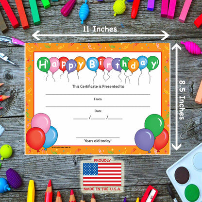 SHAPES ETC. Recognition Certificate - Birthday